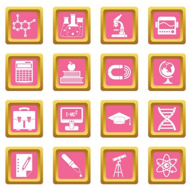 Eğitim simgeler pembe