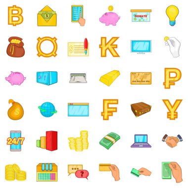 Banka Icons set, karikatür tarzı