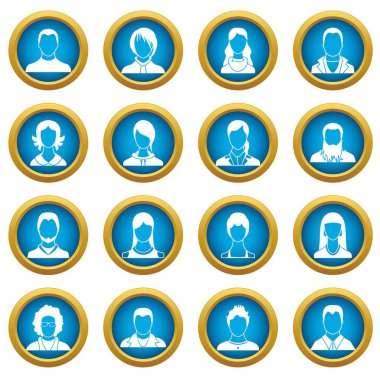 Avatar simgeleri mavi daire kümesi