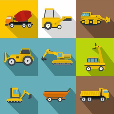 İnşaat makineleri çalışır Icons set