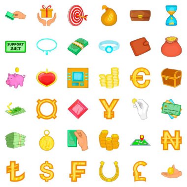 Para birimi simgeleri seti, karikatür tarzı