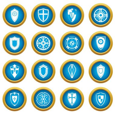 Kalkanlar simgeleri mavi daire kümesi