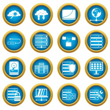 Veritabanı simgeleri mavi daire seti