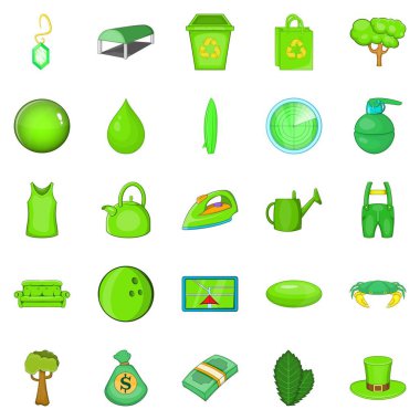 Icons set peyzaj, karikatür tarzı