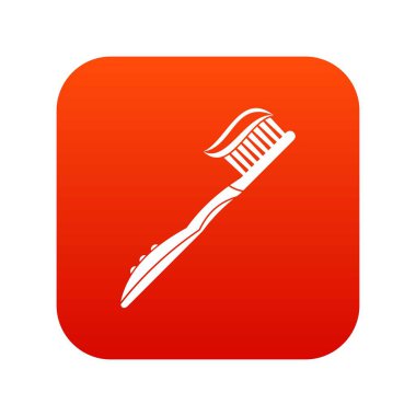 Diş fırçası diş macunu simgesi dijital kırmızı ile