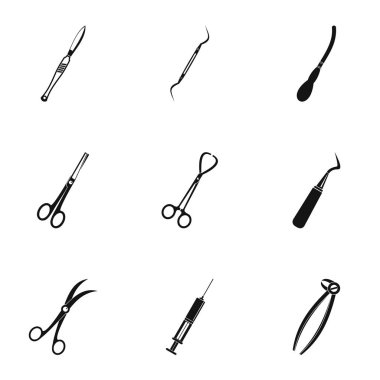 Cerrahi aksesuar simge seti, basit tarzı