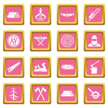 Ahşap sanayi simgeleri pembe