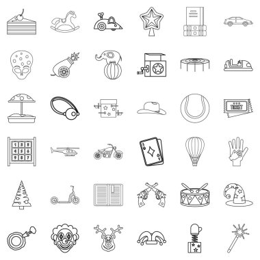 Icons set gülümseyen, anahat stili