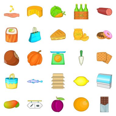 Peynir dükkanı Icons set, karikatür tarzı