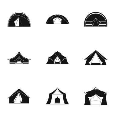 Çadır simge seti, basit tarzı