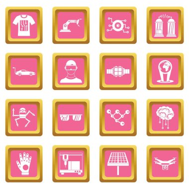 Yeni teknolojileri simgeler pembe