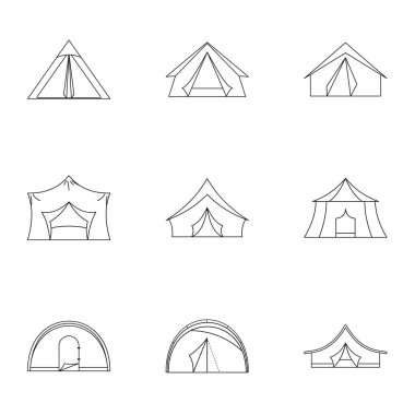 Çadır simge seti, anahat stili
