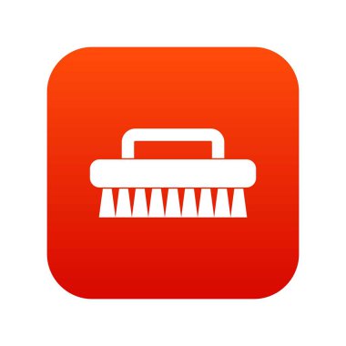 Temizlik fırça simgesini dijital kırmızı beyaz vektör illüstrasyon izole herhangi bir tasarım için