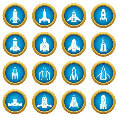 Roket simgeleri mavi daire seti