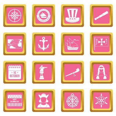 Kolomb Günü simgeler pembe