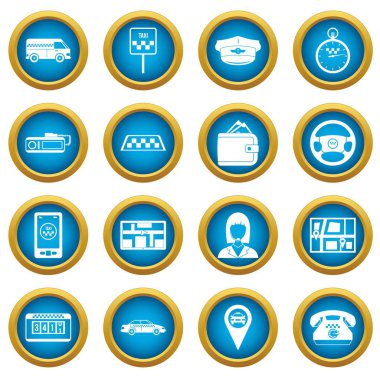 Taksi simgeleri mavi daire seti
