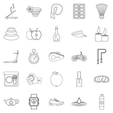 Ruhsal sağlık Icons set, anahat stili