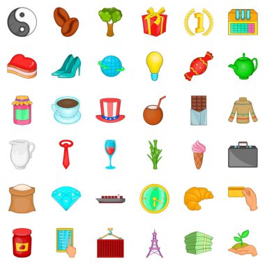 Fasulye Icons set, karikatür tarzı