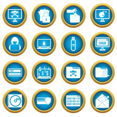 Suç faaliyeti simgeleri mavi daire seti