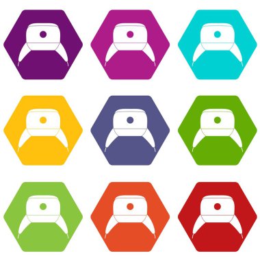 Renk altı yüzlü be şapkası Icon set