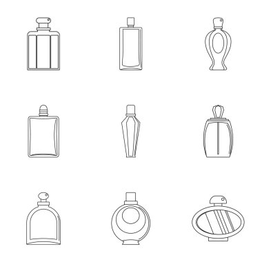 Parfüm şişesi simge seti, anahat stili