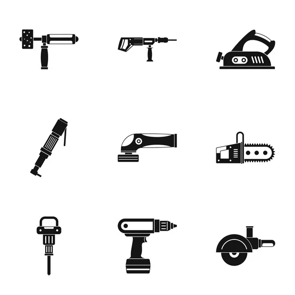 Bouw gereedschap pictogrammenset, eenvoudige stijl — Stockvector