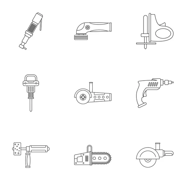 Conjunto de iconos de herramienta eléctrica, estilo de esquema — Vector de stock