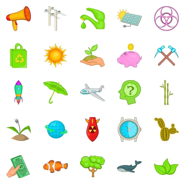 Isınma Icons set, karikatür tarzı