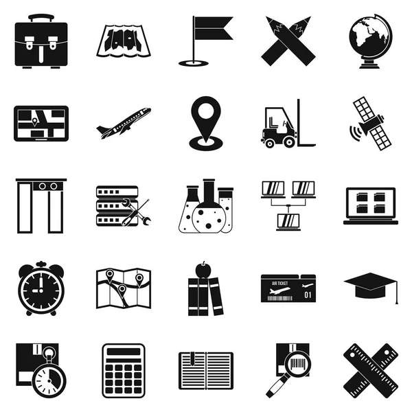 Conjunto de ícones de globalização mundial, estilo simples — Vetor de Stock