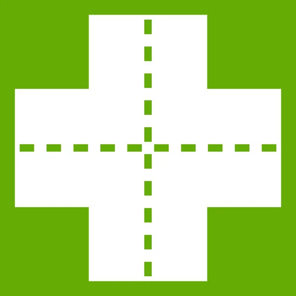 Ícone Crossroad verde —  Vetores de Stock
