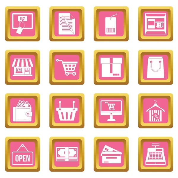 Iconos de compras rosa — Archivo Imágenes Vectoriales