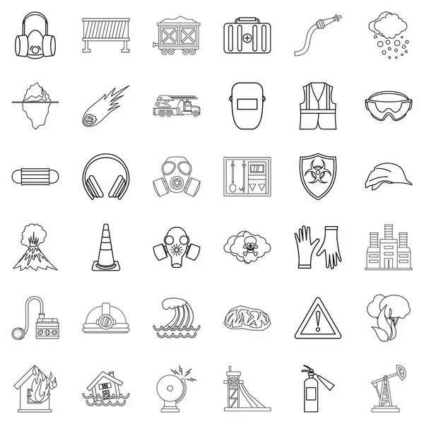 Storm icons set, outline style — Stock Vector