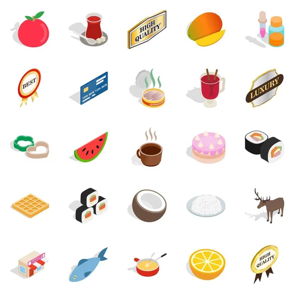 Kaliteli gıda simge seti, izometrik stili