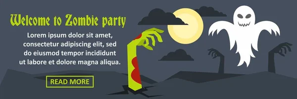 Bienvenue au concept horizontal de bannière de fête zombie — Image vectorielle