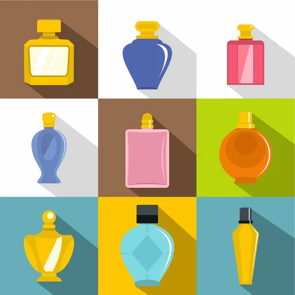 Set di icone di profumo di lusso, in stile piatto — Vettoriale Stock