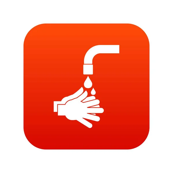 Čištění rukou ikonu digitální červená — Stockový vektor