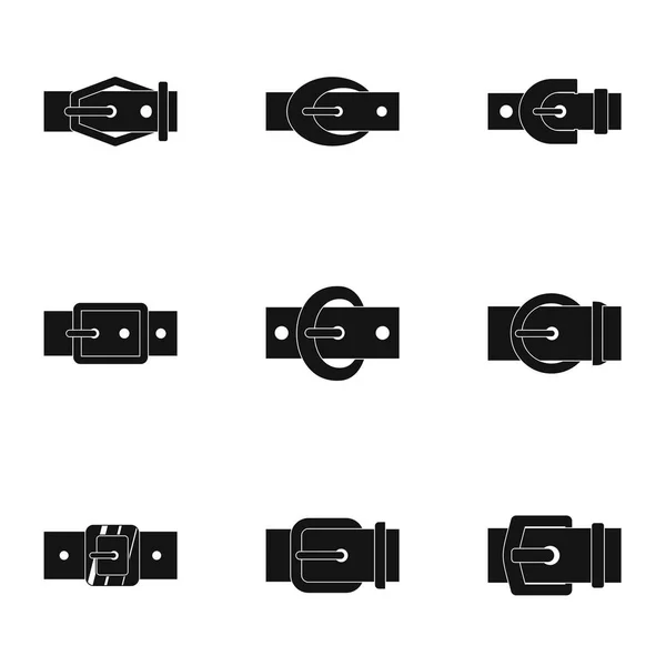 Belt buckle icon set, simple style — Stock Vector