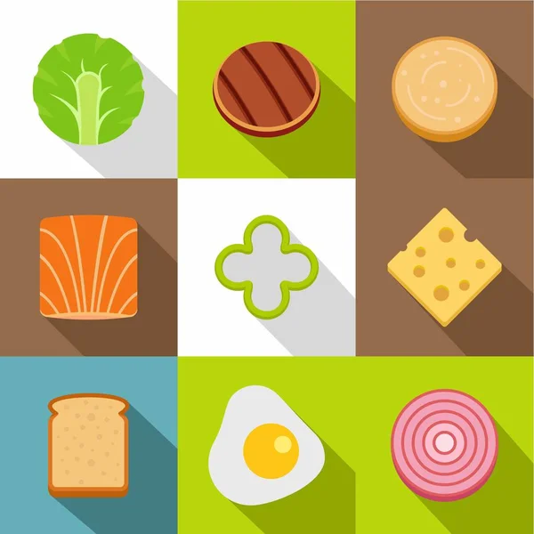 Set de iconos de comida saludable, estilo plano — Archivo Imágenes Vectoriales