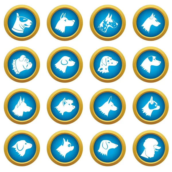 Dog icons blue circle set — Stock Vector