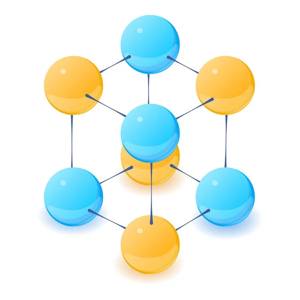 Multisenter molekylikon, isometrisk 3d-stil – stockvektor