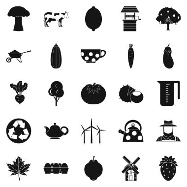 Yetişkin yiyecek Icons set, basit tarzı