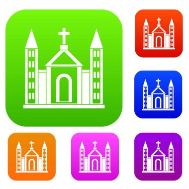 Hıristiyan Katolik kilise binası koleksiyonu ayarla