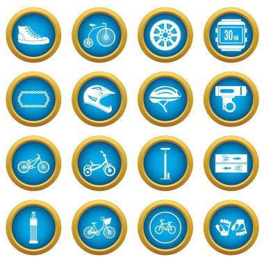 Bisikleti simgeleri mavi daire seti