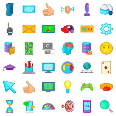 Oyun çubuğu Icons set, karikatür tarzı