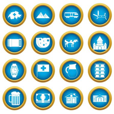 İsviçre simgeleri mavi daire seti