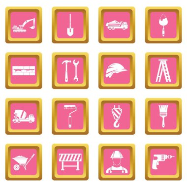 İnşaat simgeler pembe