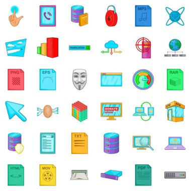 Farklı dosya Icons set, karikatür tarzı