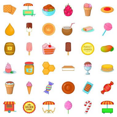 Çikolata ikonları, çizgi film tarzı.