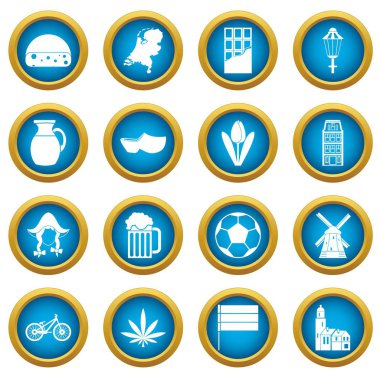 Hollanda simgeleri mavi daire seti