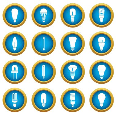 Ampul simgeleri mavi daire seti